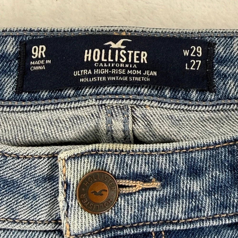 Hollister Women's Jeans 9R W29 L27 Ultra High Rise Mom Jean Patchwork Light Wash